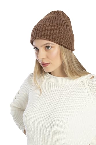 Seamless Beanie Cap, Acrylic Unisex Winter Beanie - color: Brown