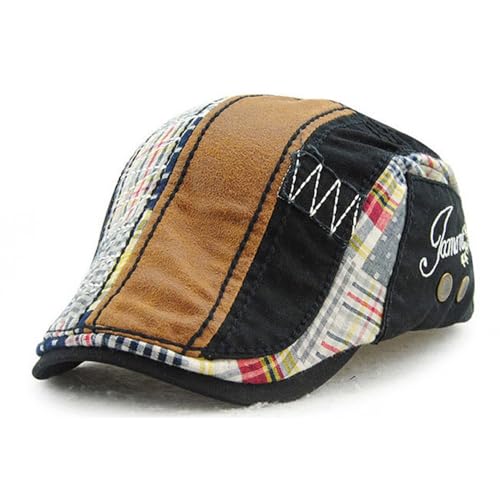 M MOACC Men Beret Hat Cotton Adjustable Newsboy Hats Cabbie Gatsby Cap Driving Flat Caps - color: Hat-t5-beige