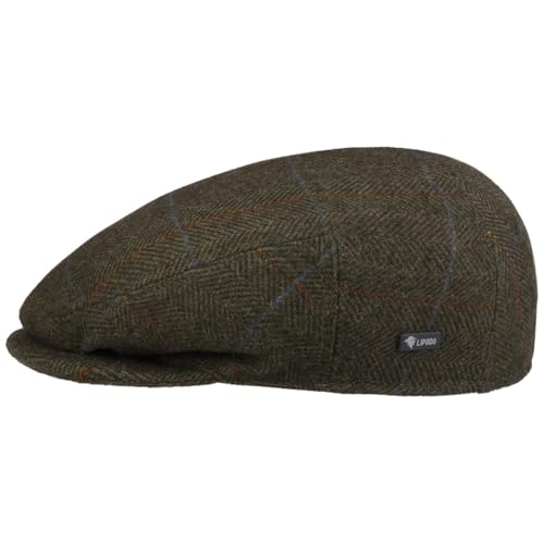 Lipodo Flat Cap with Checked Pattern Women/Men | Made in Italy - color: Olive, size: 6 3/8