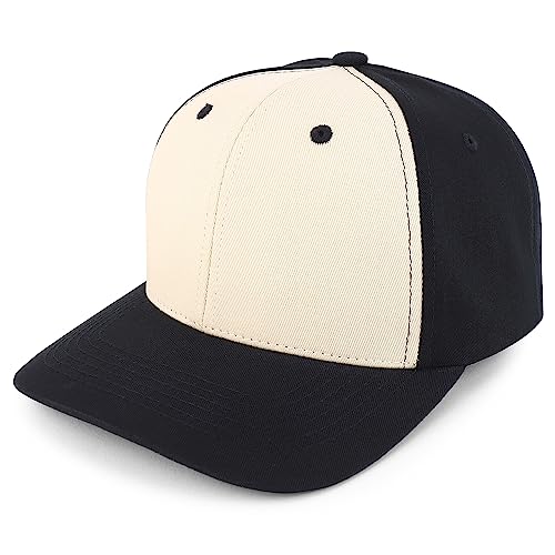 Trendy Apparel Shop Structured High Profile 6 Panel Curved Bill Snapback Baseball Cap - color: Stone Black