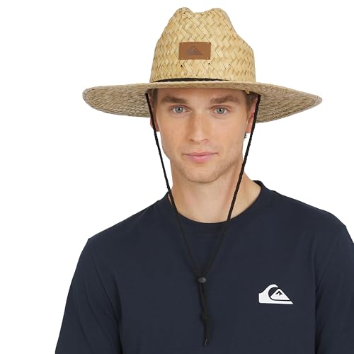 Quiksilver Men's Wide Brim Outdoor Lifeguard Straw Sun Hat - color: Natural, size: Small-Medium