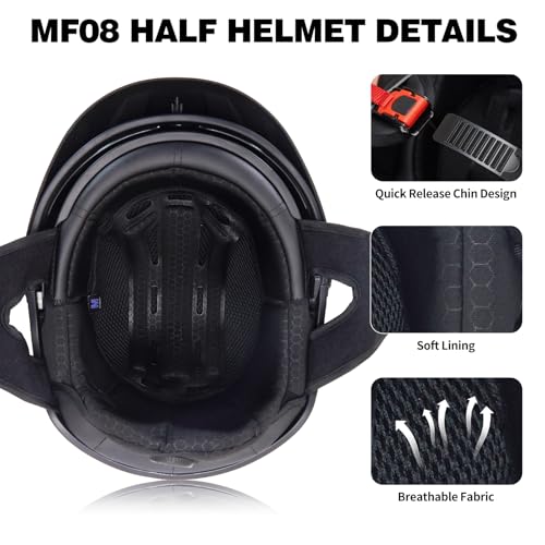 MF08 Half Helmet Sun Visor Retro Open Face Motorcycle Helmets - color: Neon-Fires