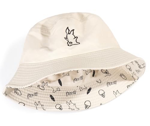 Unisex Bucket Hat Beach Sun Hat Fishing Hat for Men Women Teens, Reversible Double-Side-Wear - color: Rabbit Beige