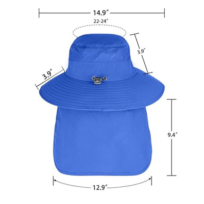 ZOORON Sun Hats for Men Women with Neck Flap Fishing UPF 50+ UV Protection - color: Royal Blue