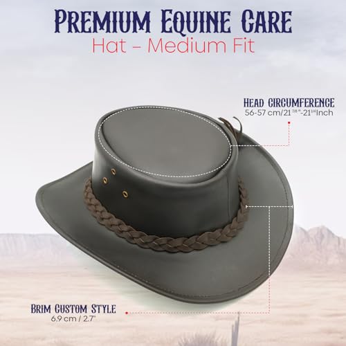 Equine Care Leather Cowboy Hat for Men & Women, Genuine Leather Western - color: Dark Brown, size: 7 1/4-7 3/8