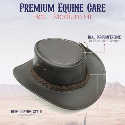 Equine Care Leather Cowboy Hat for Men & Women, Genuine Leather Western - color: Dark Brown, size: 7 1/4-7 3/8