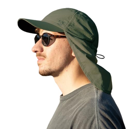 TOP-EX L/XL/XXL UV50+ Waterproof Neck Flap Baseball Sun Cap - color: Olive Green, size: XX-Large