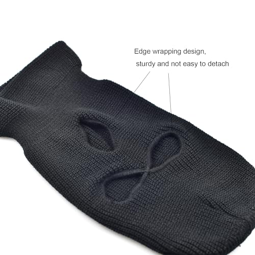 3 Hole Winter Mask, Full Face Cover Ski Mask, Thermal Winter Warm Knit Beanie Balaclava for Men, Black, One Size