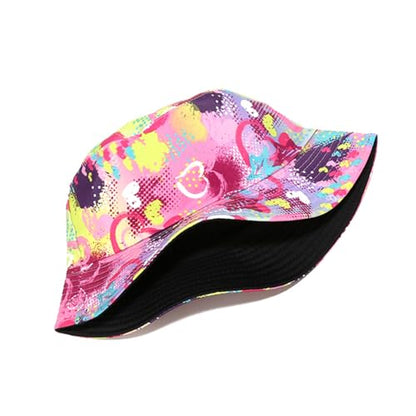 Bucket Hat for Women Men, Cotton Reversible Double Side Wear Sun Hats Beach Fisherman Hat - color: Heart Pink