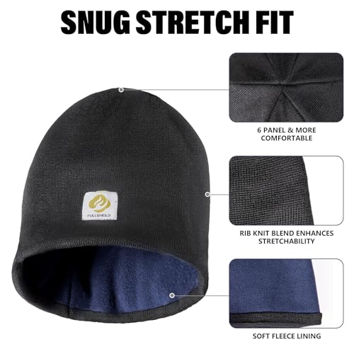 Fullsheild FR Double-Layer Thermal Knit Beanie Cap Warm Winter Flame Resistant Head Covering Welding Hat Black
