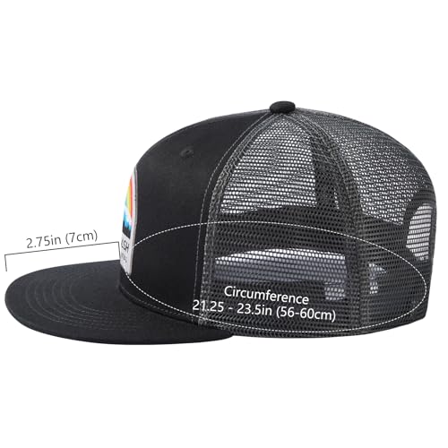 BASSDASH Flat Brim Trucker Cap Adjustable Snapback Hat Mesh Back for Men Women - color: Rainbow Trout