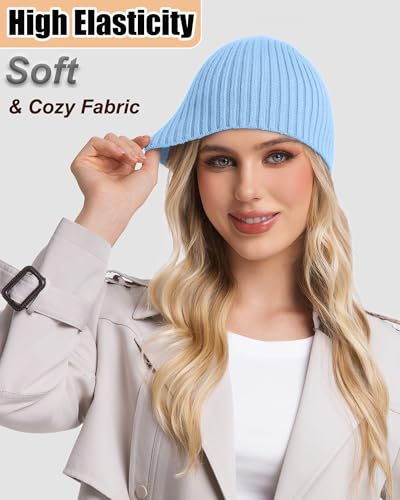 ROYBENS Wool Beanie for Men Women, Seamless Knit Warm Winter Hat Skull Caps - color: 1pcs-sky Blue