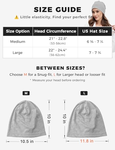 ROYBENS Lightweight 100% Cotton Slouchy Summer Beanie Men Women, Chemo Cap - color: 1pc Light Gray, size: Medium