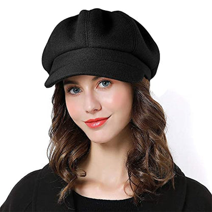 Sumolux Women Beret Newsboy Hat French Cap Classic Winter - color: Black a