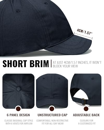 Croogo Short Brim Baseball Cap Unstructured Cotton Dad Hats Work&Outdoor - color: Navy Blue