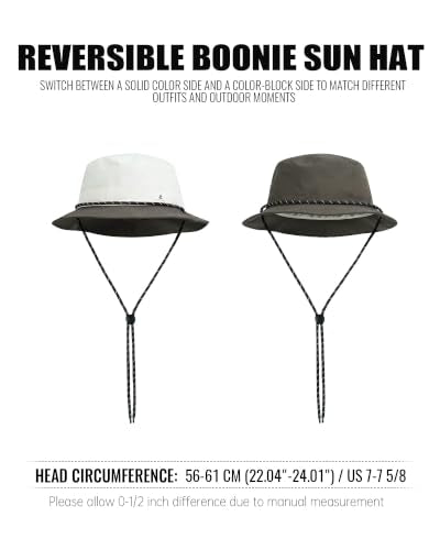 Clakllie Reversible Packable Boonie Fishing Hat UV Protection Sun Beach Hat - color: Bk2601-beigetaupe