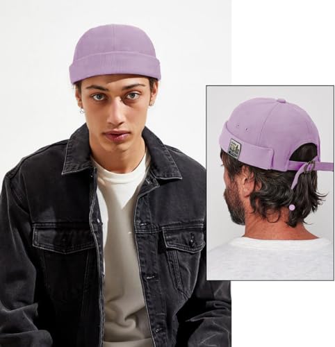 Glamorstar Dome Brimless Hats for Women Men Sailor Docker Beanie Cap Hip Hop Hats - color: Purple D