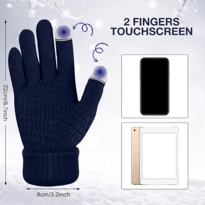 Syhood 4 Pcs Hat and Glove Set Winter Beanie and Glove Set - color: Navy Blue, Pinkish Pink