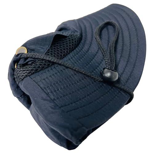 Packable and Adjustable Mesh Boonie Sun Hat with Neck Flap - color: Black