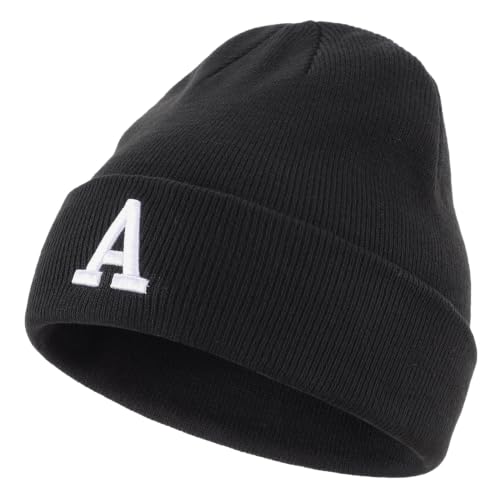 Connectyle Men's Cuffed Beanie Hat Double Layer Knit Winter Watch Cap - color: Black-a