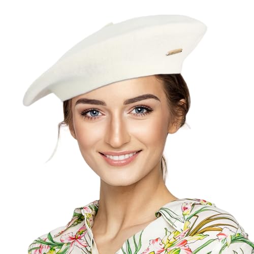 Classic Wool French Red Beret Hats for Women Men - color: M--white