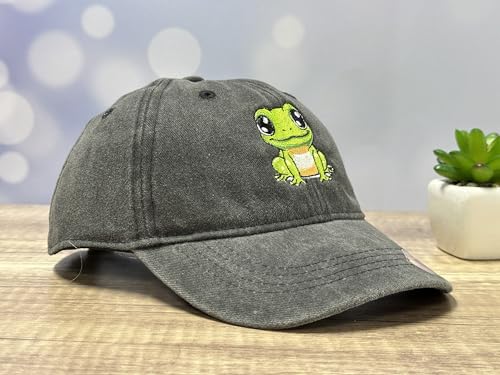 Adjustable Embroidery Animal Baseball Hat for Kid Toddler Child - color: Frog (Washed Black)