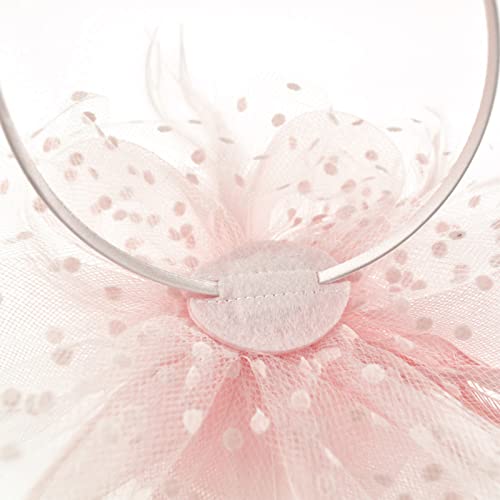 AQOKKA Women Fascinators Hats Flower Fascinators with Headband and Clip Tea Party Headwear for Women and Girls - color: 1 Pc 7" Diameter / Blush Pink