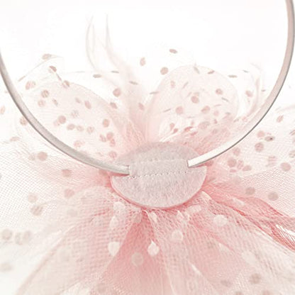 AQOKKA Women Fascinators Hats Flower Fascinators with Headband and Clip Tea Party Headwear for Women and Girls - color: 1 Pc 7" Diameter / Blush Pink