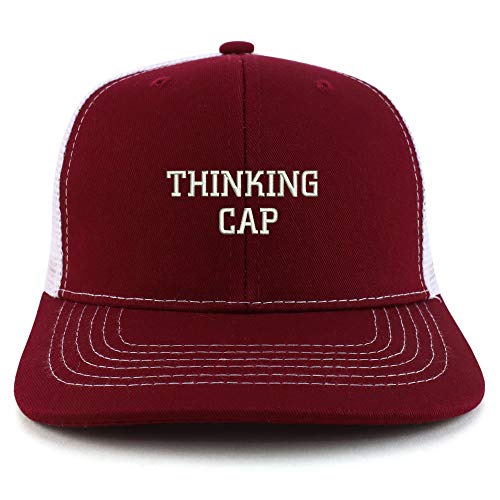 Trendy Apparel Shop Thinking Cap Washed Two Tone Trucker Baseball Cap - color: Burgundy White