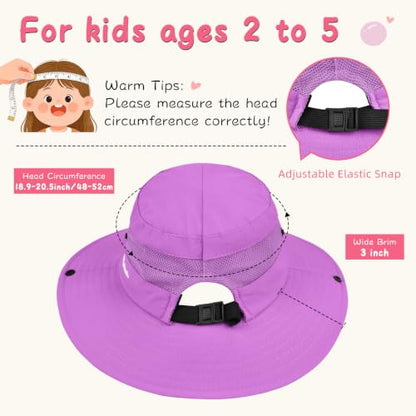 ZOORON Kids Girls Ponytail Sun Hat UPF 50+ Breathable Mesh Water-Resistant - color: Solid Purple