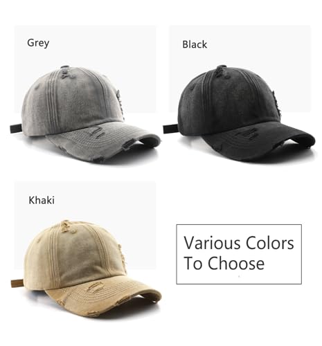 Fashion Vintage Washed Distressed Baseball Cap Unconstructed Dad Hat Trendy Trucker Hats Headwear for Men Women - color: Khaki