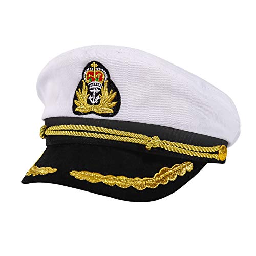 Ibeauti Unisex Adult Adjustable Captain Costume Admiral Hat Cosplay Sailor Cap - color: White