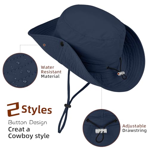 ZOORON Sun Hats for Women Men Fishing Hat UPF 50+ Wide Brim Bucket Hat - color: 1pack-navy