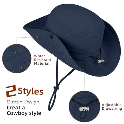 ZOORON Sun Hats for Women Men Fishing Hat UPF 50+ Wide Brim Bucket Hat - color: 1pack-navy