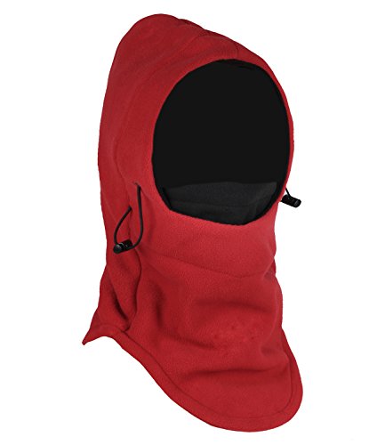 Tahbilk Balaclava Fleece Hood,Heavyweight Cold Weather Winter Motorcycle,Windproof Ski Mask,Ski&Snowboard Gear - color: Red+black2