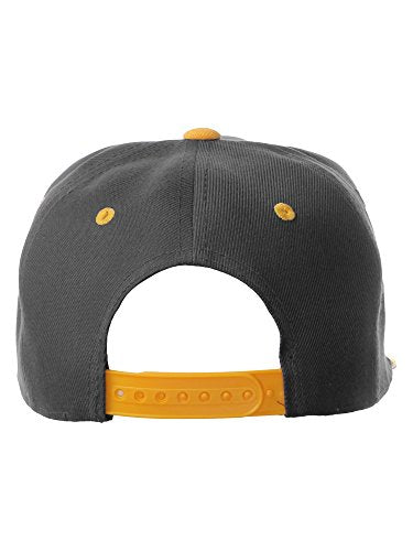 Original Team Coach Snapback Hat Classic Layered Arched Letters Flat Bill Cap - color: Black Gold Hat White Gold Letters