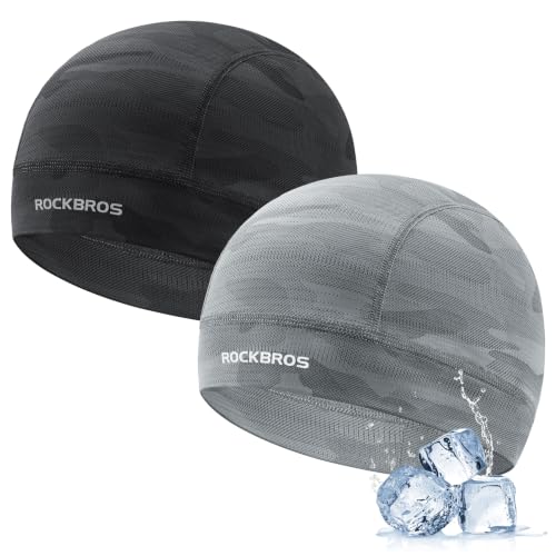 ROCKBROS Helmet Liner Skull Cap for Cycling Motorcycle Men Women Cooling - color: Black & Grey