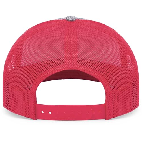 Pacific Headwear Melange Heather Low-Profile Trucker - color: Grey Heather/Red/Grey Heathe