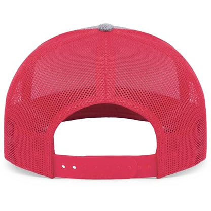 Pacific Headwear Melange Heather Low-Profile Trucker - color: Grey Heather/Red/Grey Heathe