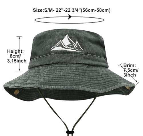 Sun Bucket Hat for Men Women Fishing Beach Safari Trendy Cotton Cowboy Cap for Golf Hiking Hunting Outdoor Boonie - color: Mountain Army Green