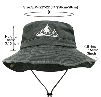 Sun Bucket Hat for Men Women Fishing Beach Safari Trendy Cotton Cowboy Cap for Golf Hiking Hunting Outdoor Boonie - color: Mountain Army Green