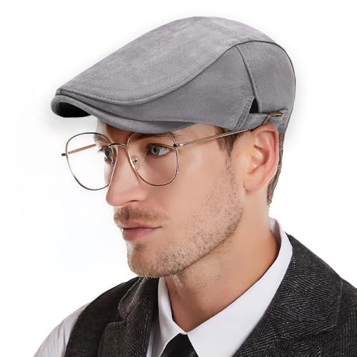 Mens Newsboy Cap Flat Ivy Gatsby Hat Adjustable Cabbie Cap for Women - color: Grey