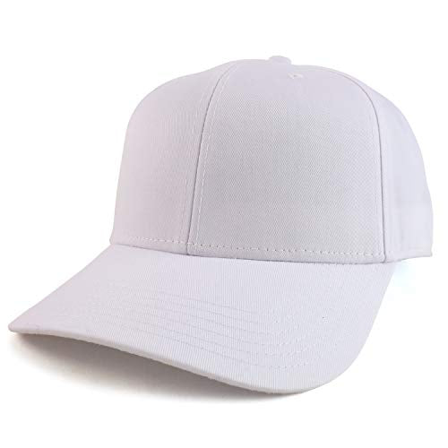 Armycrew XXL Oversize High Crown Adjustable Plain Solid Baseball Cap - color: White
