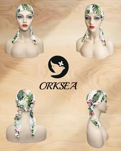 Chemo Headwear for Women Pre-Tied Head Scarf Coverings Scarves - color: Beige Leaves