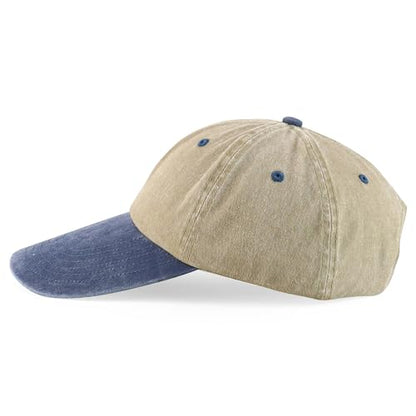 Armycrew XXL Oversize 4 Inch Long Bill Pigment Dyed Baseball Cap - color: Khaki Navy, size: XX-Large