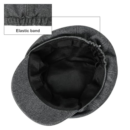 Newsboy Cabbie Baker boy hat Beret Cap for Women Pageboy Visor Paperboy Hat Sailor Fiddler Hat Adjustable - color: Gray