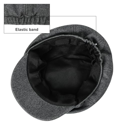 Newsboy Cabbie Baker boy hat Beret Cap for Women Pageboy Visor Paperboy Hat Sailor Fiddler Hat Adjustable - color: Gray