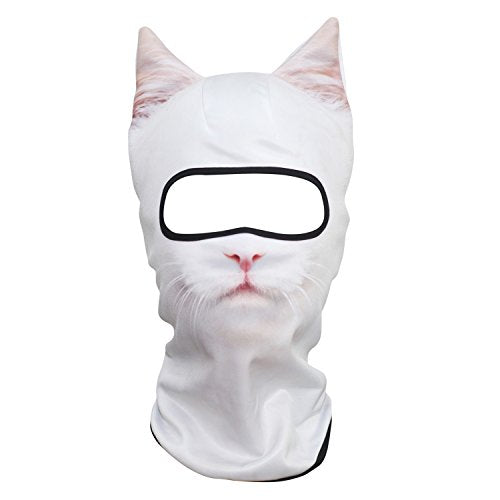 WTACTFUL 3D Animal Ears Balaclava, Breathable Face Mask for Halloween - color: Cat Meb-27