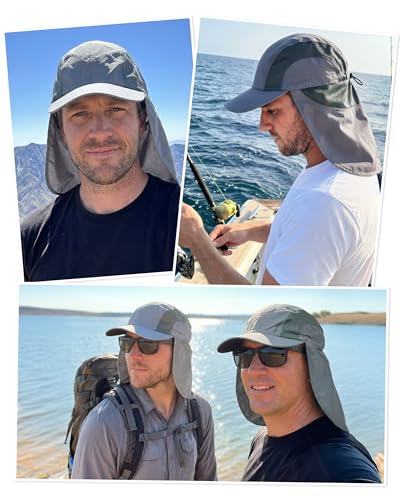 Mens Sun Hat with Breathable Mesh Sun Hats for Men Fishing Hat - color: Gray-blue