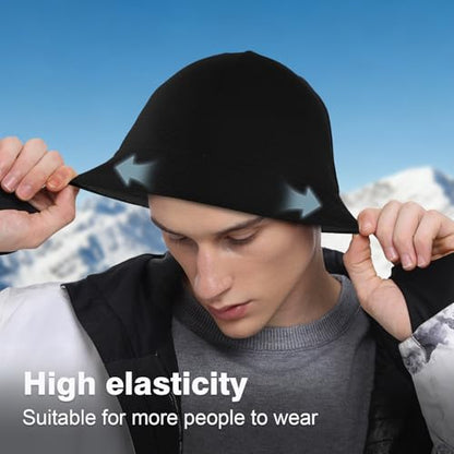 2 Pack Thermal Skull Caps for Men Women Wind-Resistant Fleece Beanie Hats Cold Weather Helmet Liners for Cycling - color: Black+black